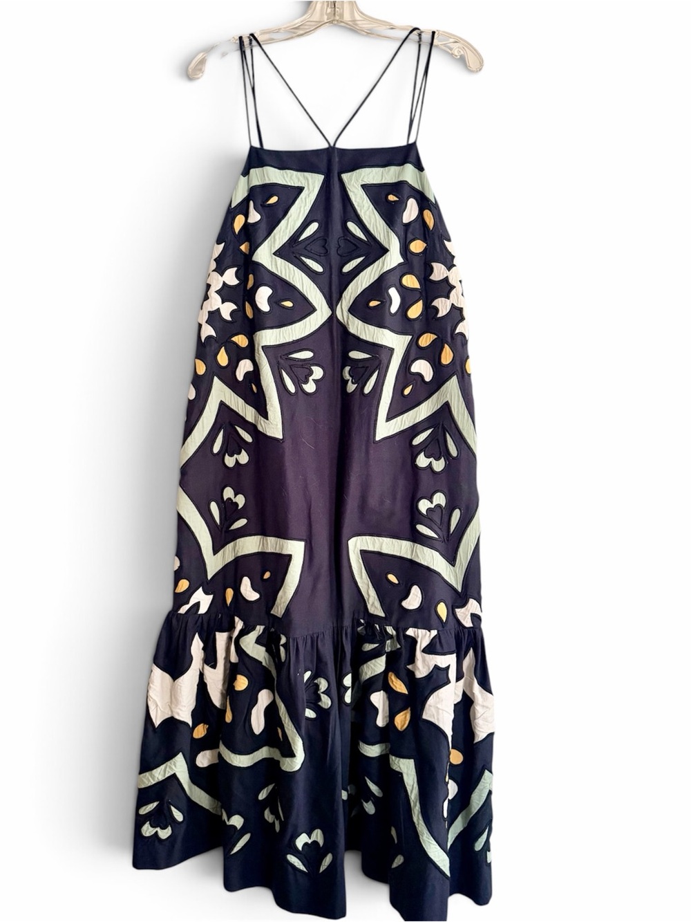 Sea NY Navy Kaia Kaleidoscope Appliqué Midi Dress | Size Small